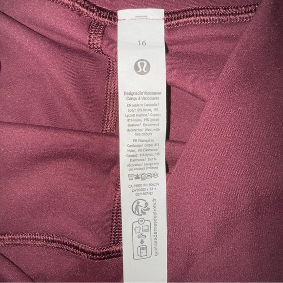 LULULEMON Align High-Rise Pant with Pockets 25 - Size 16 Garnet - Picture 5 of 10